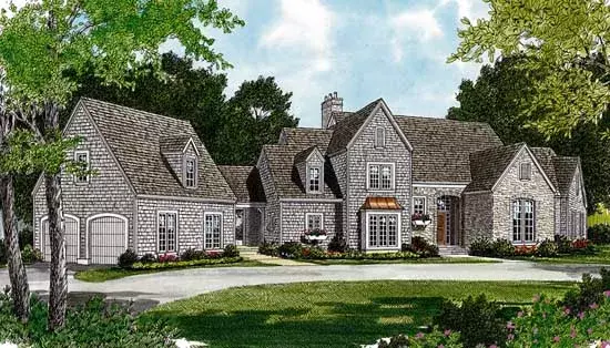 English Country house plans 106-336 - front exterior, 3,045 sq ft, 3 bed, 2 bath house plans | Monster House Plans