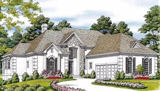 European house plans 106-341 - front exterior, 3,055 sq ft, 4 bed, 3 bath house plans | Monster House Plans