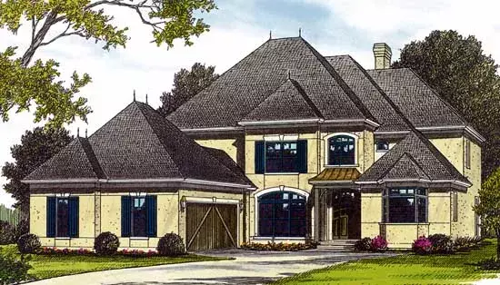 European house plans 106-349 - front exterior, 3,079 sq ft, 4 bed, 3 bath house plans | Monster House Plans