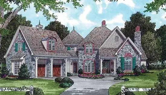 European house plans 106-358 - front exterior, 3,261 sq ft, 3 bed, 3 bath house plans | Monster House Plans
