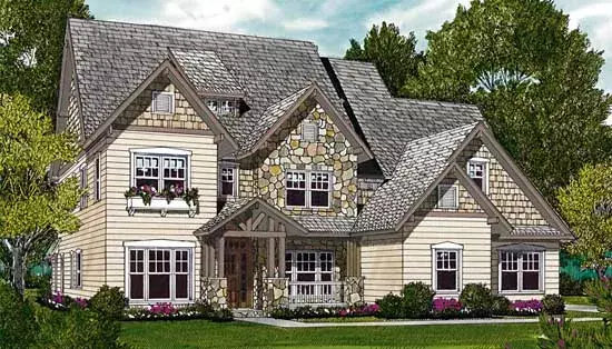 Craftsman house plans 106-367 - front exterior, 3,149 sq ft, 4 bed, 3 bath house plans | Monster House Plans
