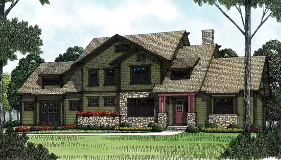 Craftsman house plans 106-371 - front exterior, 3,161 sq ft, 4 bed, 3 bath house plans | Monster House Plans