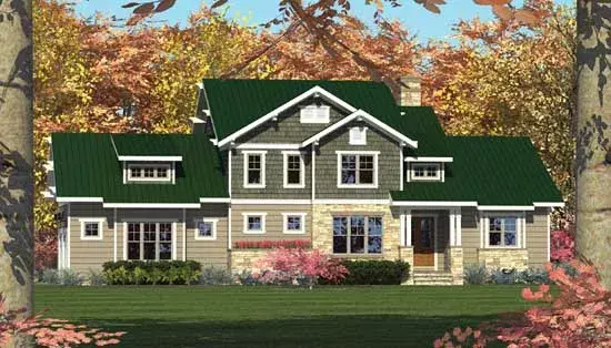 Craftsman house plans 106-372 - front exterior, 3,161 sq ft, 5 bed, 4 bath house plans | Monster House Plans