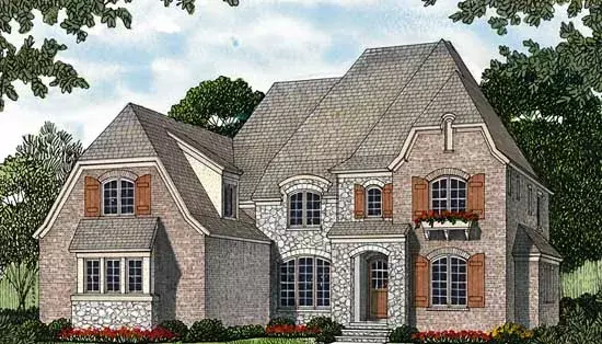 European house plans 106-378 - front exterior, 3,182 sq ft, 4 bed, 3 bath house plans | Monster House Plans