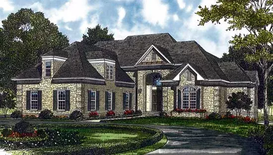 European house plans 106-379 - front exterior, 4,663 sq ft, 5 bed, 4 bath house plans | Monster House Plans