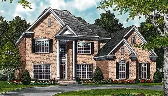 Southern Colonial house plans 106-384 - front exterior, 3,129 sq ft, 4 bed, 3 bath house plans | Monster House Plans