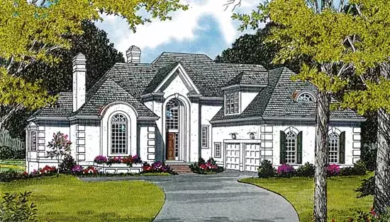 European house plans 106-387 - front exterior, 5,143 sq ft, 4 bed, 3 bath house plans | Monster House Plans
