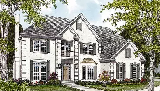 European house plans 106-396 - front exterior, 4,149 sq ft, 6 bed, 4 bath house plans | Monster House Plans