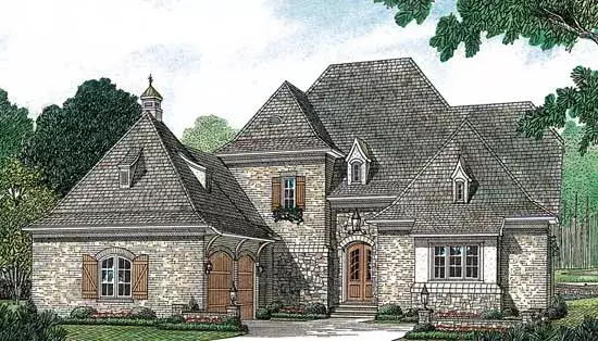 European house plans 106-411 - front exterior, 3,335 sq ft, 3 bed, 3 bath house plans | Monster House Plans