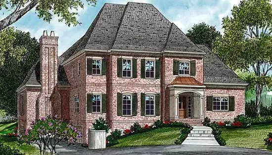European house plans 106-414 - front exterior, 4,081 sq ft, 4 bed, 3 bath house plans | Monster House Plans