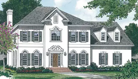 Colonial house plans 106-416 - front exterior, 3,362 sq ft, 4 bed, 3 bath house plans | Monster House Plans