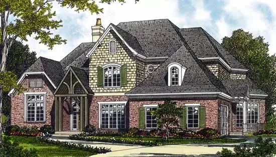 European house plans 106-420 - front exterior, 4,722 sq ft, 5 bed, 4 bath house plans | Monster House Plans