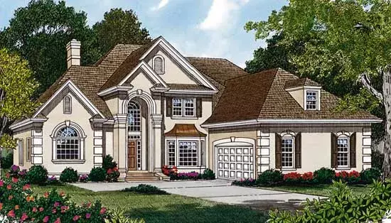 European house plans 106-430 - front exterior, 3,583 sq ft, 5 bed, 4 bath house plans | Monster House Plans