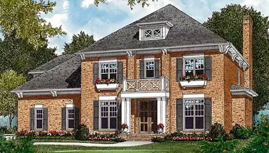 Colonial house plans 106-431 - front exterior, 3,474 sq ft, 4 bed, 4 bath house plans | Monster House Plans