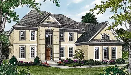 European house plans 106-435 - front exterior, 4,452 sq ft, 6 bed, 5 bath house plans | Monster House Plans