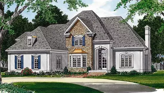 European house plans 106-436 - front exterior, 3,531 sq ft, 4 bed, 3 bath house plans | Monster House Plans
