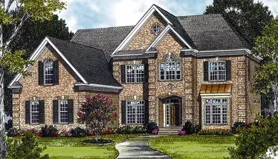 European house plans 106-437 - front exterior, 3,532 sq ft, 5 bed, 4 bath house plans | Monster House Plans