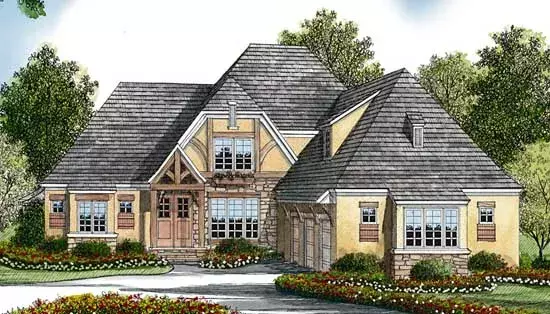Tudor house plans 106-438 - front exterior, 3,538 sq ft, 4 bed, 4 bath house plans | Monster House Plans