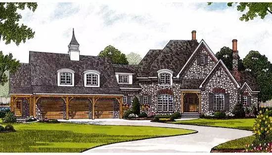 Country house plans 106-445 - front exterior, 3,660 sq ft, 3 bed, 4 bath house plans | Monster House Plans