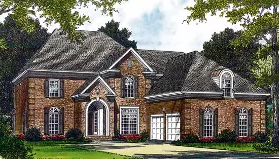 Traditional house plans 106-447 - front exterior, 3,600 sq ft, 5 bed, 3 bath house plans | Monster House Plans