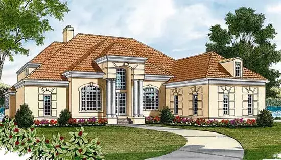 Mediterranean house plans 106-453 - front exterior, 3,655 sq ft, 4 bed, 3 bath house plans | Monster House Plans
