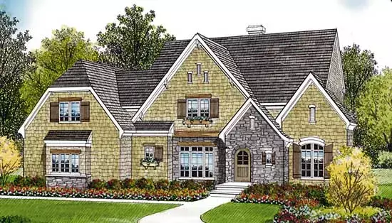 Shingle house plans 106-454 - front exterior, 4,910 sq ft, 5 bed, 4 bath house plans | Monster House Plans
