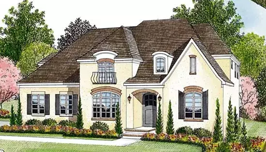 European house plans 106-456 - front exterior, 4,277 sq ft, 4 bed, 4 bath house plans | Monster House Plans