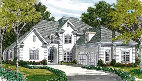 Mediterranean house plans 106-466 - front exterior, 3,756 sq ft, 5 bed, 4 bath house plans | Monster House Plans