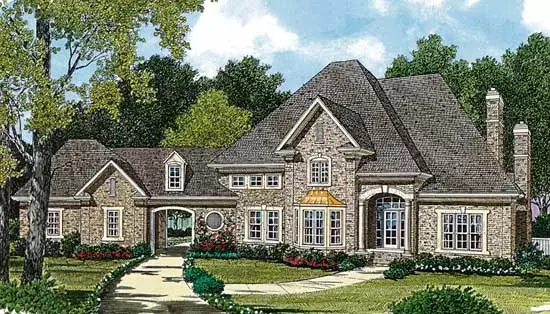 European house plans 106-472 - front exterior, 3,796 sq ft, 4 bed, 3 bath house plans | Monster House Plans