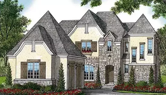 English Country house plans 106-490 - front exterior, 3,938 sq ft, 4 bed, 4 bath house plans | Monster House Plans