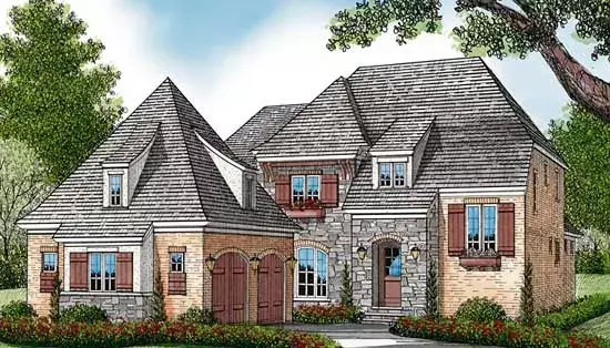 English Country house plans 106-491 - front exterior, 3,933 sq ft, 4 bed, 4 bath house plans | Monster House Plans