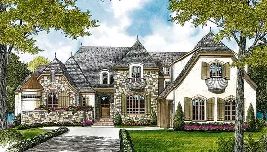 French Country house plans 106-497 - front exterior, 5,469 sq ft, 4 bed, 4 bath house plans | Monster House Plans