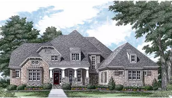 Cottage house plans 106-505 - front exterior, 5,460 sq ft, 5 bed, 5 bath house plans | Monster House Plans