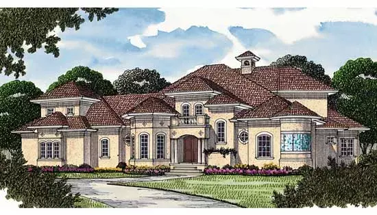 Mediterranean house plans 106-511 - front exterior, 4,105 sq ft, 3 bed, 4 bath house plans | Monster House Plans