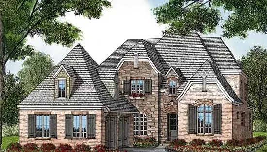French Country house plans 106-523 - front exterior, 4,218 sq ft, 4 bed, 4 bath house plans | Monster House Plans