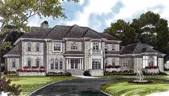 European house plans 106-533 - front exterior, 4,274 sq ft, 4 bed, 4 bath house plans | Monster House Plans