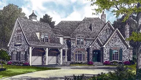 English Country house plans 106-542 - front exterior, 4,521 sq ft, 4 bed, 4 bath house plans | Monster House Plans