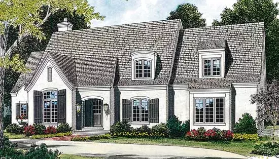 European house plans 106-545 - front exterior, 4,369 sq ft, 4 bed, 3 bath house plans | Monster House Plans