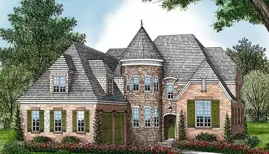 European house plans 106-550 - front exterior, 4,432 sq ft, 4 bed, 4 bath house plans | Monster House Plans