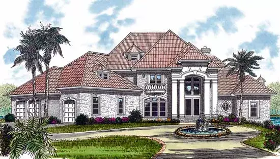 Mediterranean house plans 106-553 - front exterior, 6,463 sq ft, 5 bed, 4 bath house plans | Monster House Plans