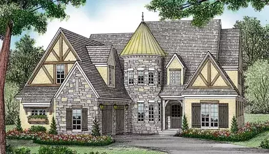 European house plans 106-554 - front exterior, 4,455 sq ft, 4 bed, 4 bath house plans | Monster House Plans