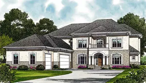 Mediterranean house plans 106-556 - front exterior, 4,459 sq ft, 4 bed, 3 bath house plans | Monster House Plans