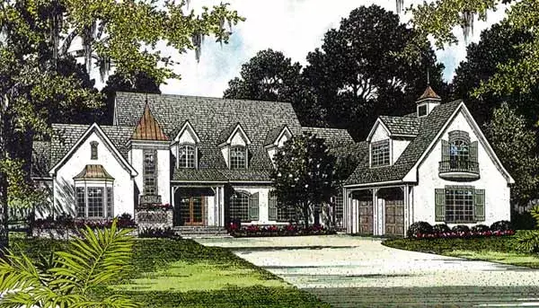 European house plans 106-563 - front exterior, 4,505 sq ft, 3 bed, 3 bath house plans | Monster House Plans