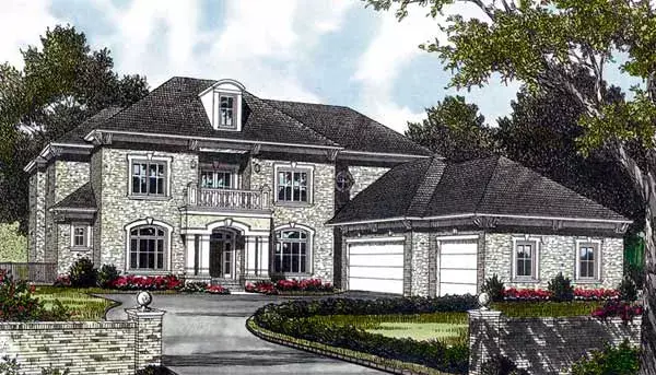 Mediterranean house plans 106-572 - front exterior, 6,695 sq ft, 5 bed, 4 bath house plans | Monster House Plans