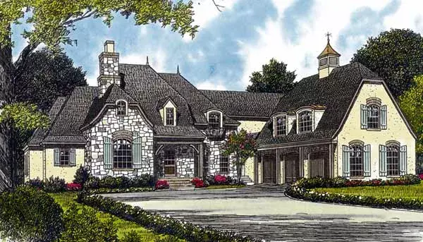 European house plans 106-573 - front exterior, 4,747 sq ft, 4 bed, 5 bath house plans | Monster House Plans