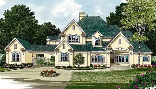 Mediterranean house plans 106-575 - front exterior, 5,219 sq ft, 4 bed, 4 bath house plans | Monster House Plans