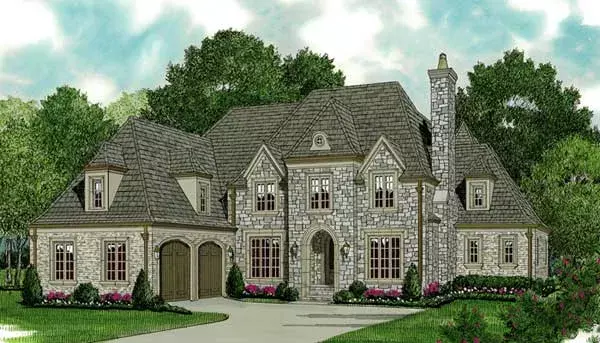 European house plans 106-577 - front exterior, 4,811 sq ft, 4 bed, 4 bath house plans | Monster House Plans