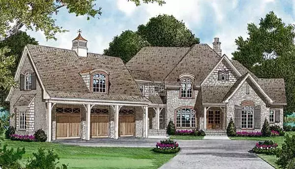 European house plans 106-579 - front exterior, 7,416 sq ft, 5 bed, 5 bath house plans | Monster House Plans