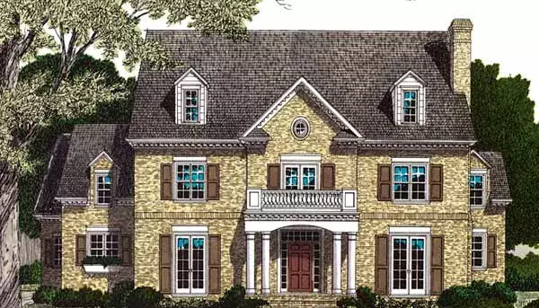 Colonial house plans 106-580 - front exterior, 5,148 sq ft, 5 bed, 5 bath house plans | Monster House Plans