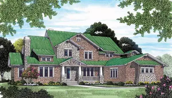 Craftsman house plans 106-581 - front exterior, 6,835 sq ft, 5 bed, 5 bath house plans | Monster House Plans